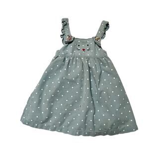 Baby Boden Corduroy Polka Dot Bunny Pinafore Dress Size 12-18 months